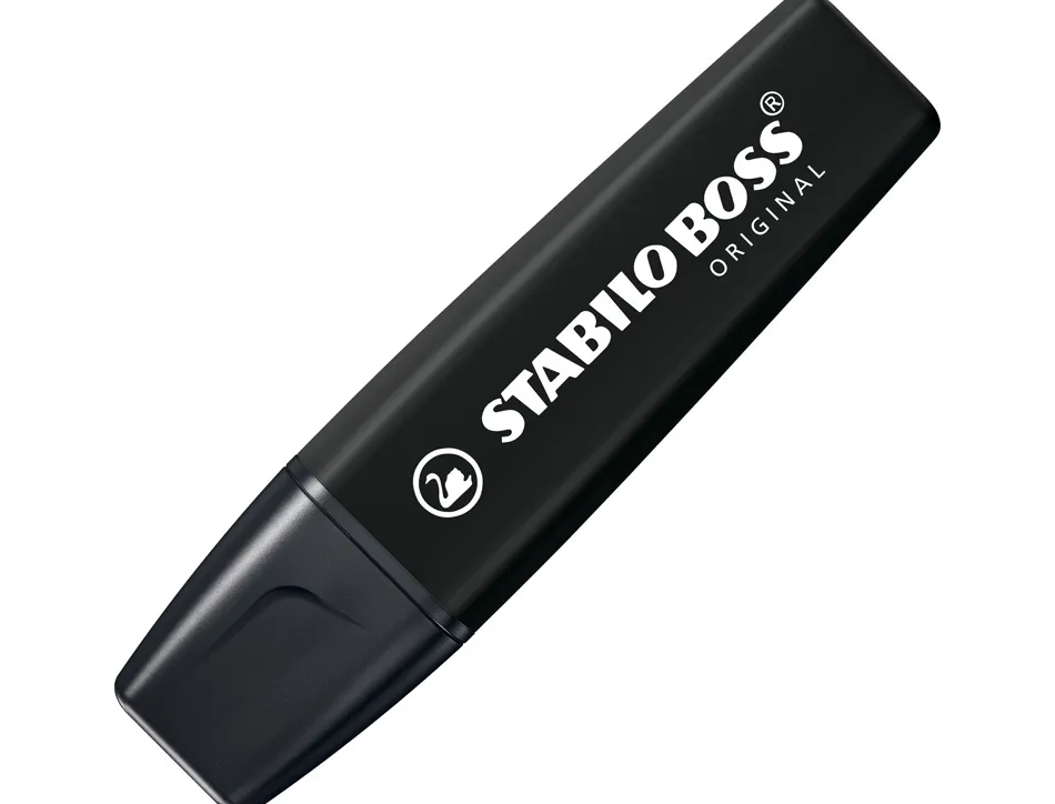 Marqueur stabilo boss original marker encre base eau pointe biseautee largeur trace 2/5mm coloris noir