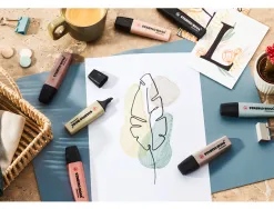 Marqueur stabilo boss original marker encre base eau pointe biseautee largeur trace 2/5mm coloris noir