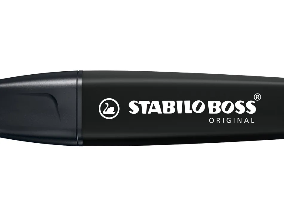 Marqueur stabilo boss original marker encre base eau pointe biseautee largeur trace 2/5mm coloris noir