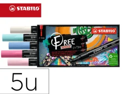 Marqueur stabilo candy free acrylic toutes surfaces t300 pointe moyenne set 1 coloris assortis coffret 5 unites