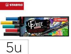Marqueur stabilo royal free acrylic toutes surfaces t100 pointe fine set 2 coloris assortis coffret 5 unites