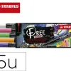 Marqueur stabilo spring free acrylic toutes surfaces t100 pointe fine set 1 coloris assortis coffret 5 unites