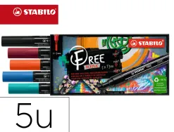 Marqueur stabilo urban free acrylic toutes surfaces t300 pointe moyenne set 2 coloris assortis coffret 5 unites