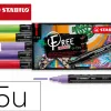 Marqueur stabilo vibrant free acrylic toutes surfaces t300 pointe moyenne set 4 coloris assortis coffret 5 unites