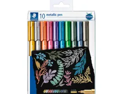 Marqueur staedtler corps metallique 8323 pointe ogive 2,7mm trace 1 a 2mm pack de 10 assortis