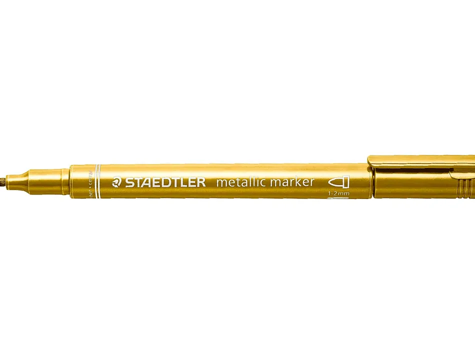 Marqueur staedtler encre métallique base eau effaçable pointe ogive trace 1,2mm coloris or