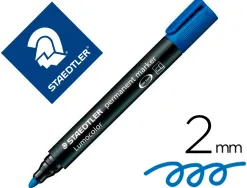 Marqueur staedtler permanent dry safe lumocolor pointe ogive rechargeable résistant eau corps noir encre bleue