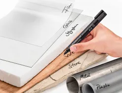 Marqueur staedtler permanent dry safe 352 lumocolor pointe ogive 2mm assortie etui de 4