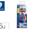 Marqueur staedtler permanent dry safe lumocolor 318 pointe fine 0,6mm coloris assrotis etui de 6 feutres