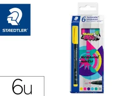 Marqueur staedtler permanent dry safe lumocolor 318 pointe fine 0,6mm coloris assrotis etui de 6 feutres