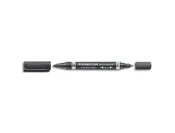 Marqueur staedtler permanent lumocolor duo multi-usages double pointe 0.6 et 1.5mm encre dry safe noir