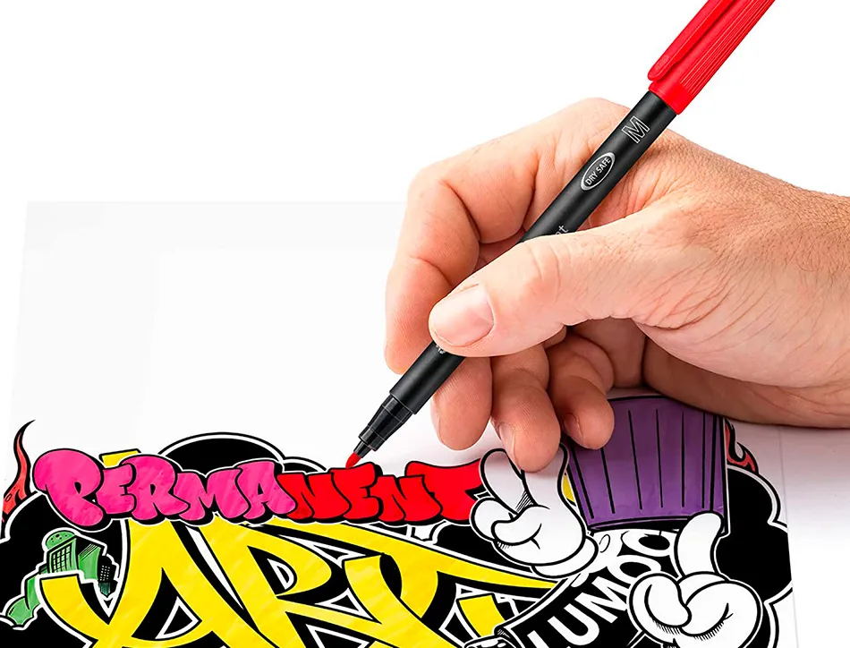 Marqueur staedtler permanent dry safe lumocolor 317 pointe moyenne 1mm coloris assrotis etui de 14 feutres