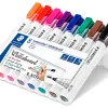Marqueur staedtler permanent dry safe lumocolor whiteboard 351 pointe ogive 2mm assortis etui de 8