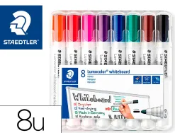 Marqueur staedtler permanent dry safe lumocolor whiteboard 351 pointe ogive 2mm assortis etui de 8