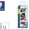 Marqueur staedtler permanent dry safe lumocolor 317 pointe moyenne 1mm coloris assrotis etui de 6 feutres