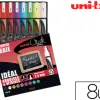 Marqueur uniball craie chalk marker pointe moyenne 2/3mm craie liquide couleur lumineuse pochette 8 unites