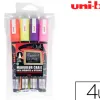 Marqueur uniball craie chalk pointe fine 1.8/2.5mm craie liquide couleurs lumineuses pochette 4 unites
