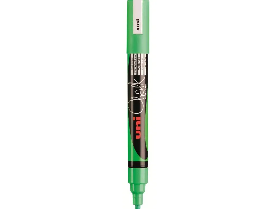Marqueur uniball craie chalk fin 1.8/2.5mm ideale ardoirse s vitrines résiste pluie couleur lumineuse vert fluo