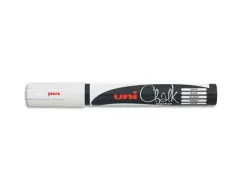 Marqueur uniball craie chalk marker pointe conique fine 1.8/2.5mm craie liquide couleur lumineuse blanc