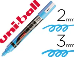 Marqueur uniball craie chalk pointe fine 2/3mm idéal ardoises vitrines résiste pluie couleur lumineuse bleu clair