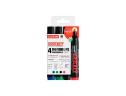 Marqueur uniball prockey permanent pointe biseautee trace 2/5mm encre corps plastique coloris asssortis