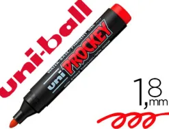 Marqueur uniball uni prockey permanent pointe ogive tracé 1.8mm encre sans alcool corps plastique coloris rouge