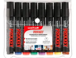 Marqueur uniball uni prockey permanent pointe ogive tracé 1.8mm encre sans alcool corps plastique pochette 8 unités