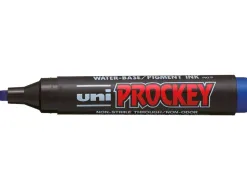 Marqueur uniball uni prockey permanent pointe biseautée encre inaltérable inodore corps plastique couleur bleu