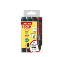 Marqueur uniball uni prockey permanent pointe ogive encre pigmentée sans alcool sans solvant corps plastique pochette 4u