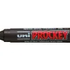 Marqueur uniball uni prockey permanent pointe biseautée tracé 2/5mm encre sans alcool corps plastique coloris noir