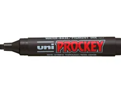 Marqueur uniball uni prockey permanent pointe biseautée tracé 2/5mm encre sans alcool corps plastique coloris noir