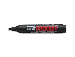 Marqueur uniball uni prockey permanent pointe biseautée tracé 2/5mm encre sans alcool corps plastique coloris noir