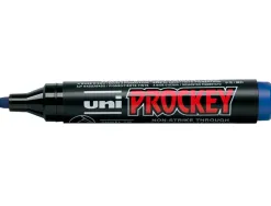 Marqueur uniball uni prockey permanent pointe ogive tracé 1.8mm encre sans alcool corps plastique coloris bleu