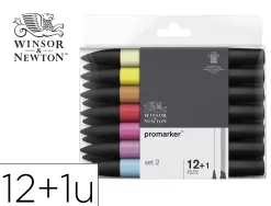 Marqueur w&n promarker tous supports encre base alcool double pointe set n°2 blister 12 coloris assortis + 1