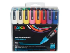 Marqueurs peinture posca pointe conique moyenne encre inodore couvrante set 16 unites assorties