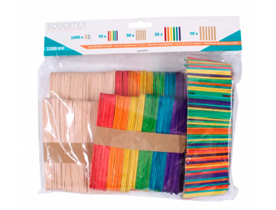 Maxi pack b tonnetsodertex en bois - 1200 pcs - tailles et coloris assortis