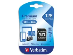 Micro sdhc verbatim 128gb classe 10 avec adaptateur ideal videos qualite cinema hd 3d vitesse ecriture