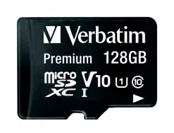 Micro sdhc verbatim 128gb classe 10 avec adaptateur ideal videos qualite cinema hd 3d vitesse ecriture