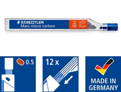 Mine graphite staedtler mars micro 0.5mm hb carbon papier standard dessin tous portemines étui 12 unités