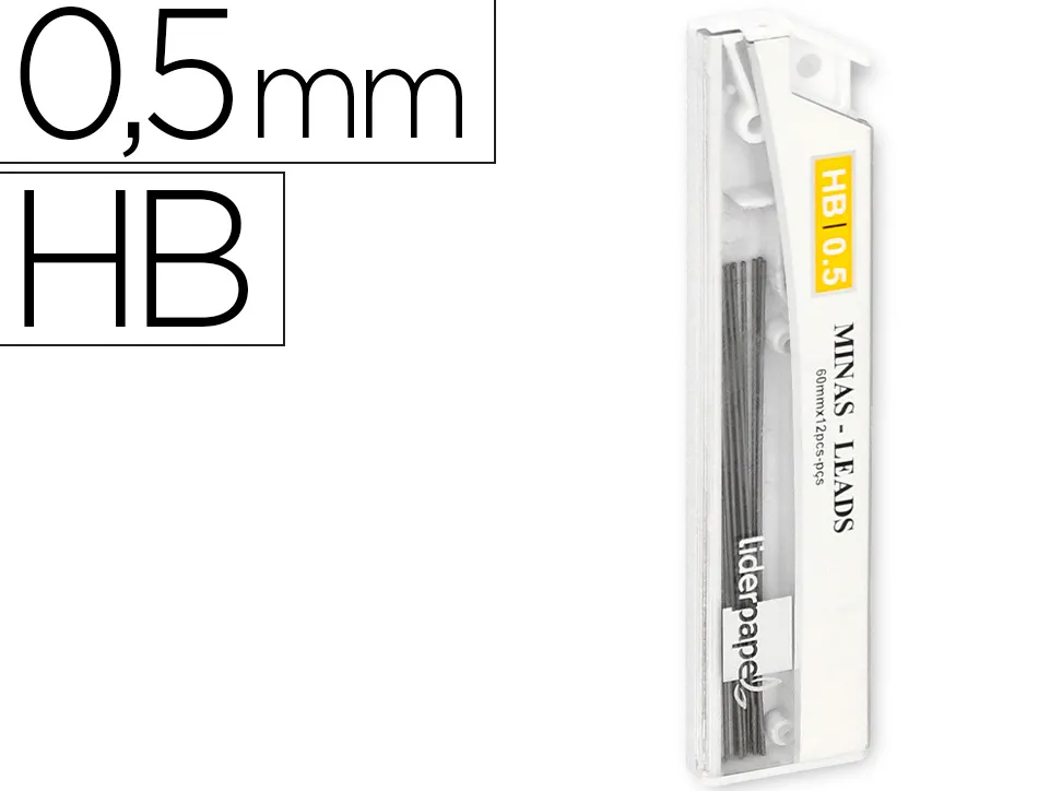 Mine liderpapel 0.5mm hb graphite très résistante tous portemines étui 12 unités