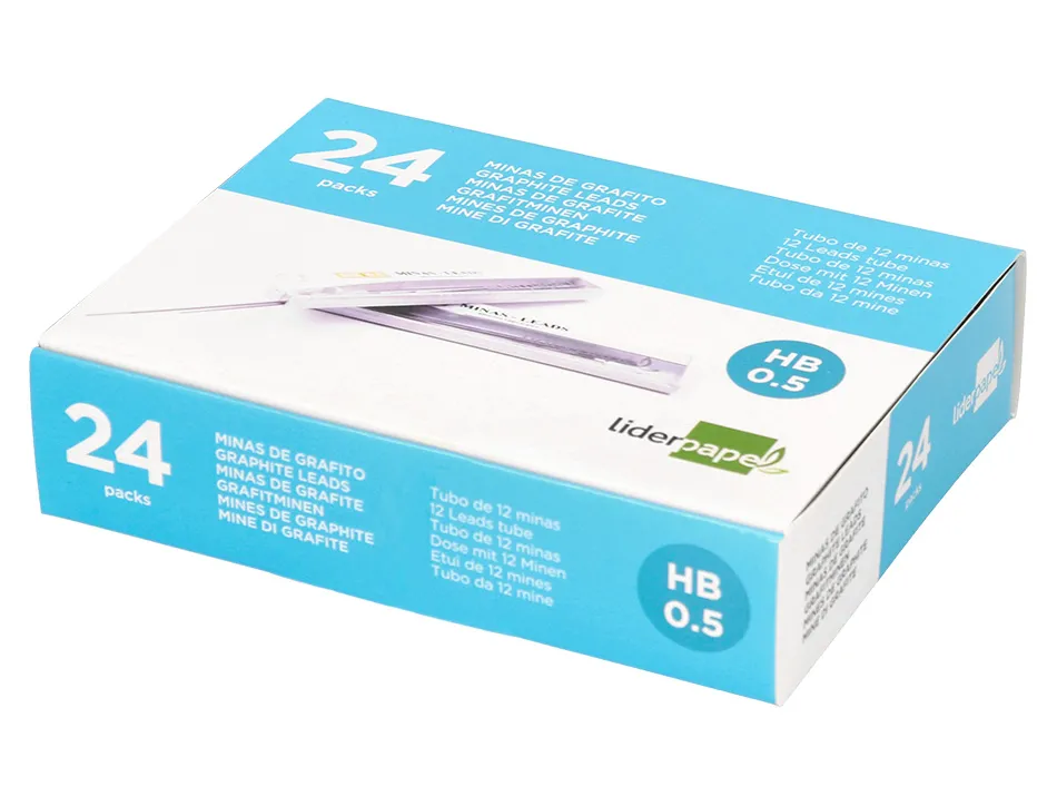 Mine liderpapel 0.5mm hb graphite très résistante tous portemines étui 12 unités