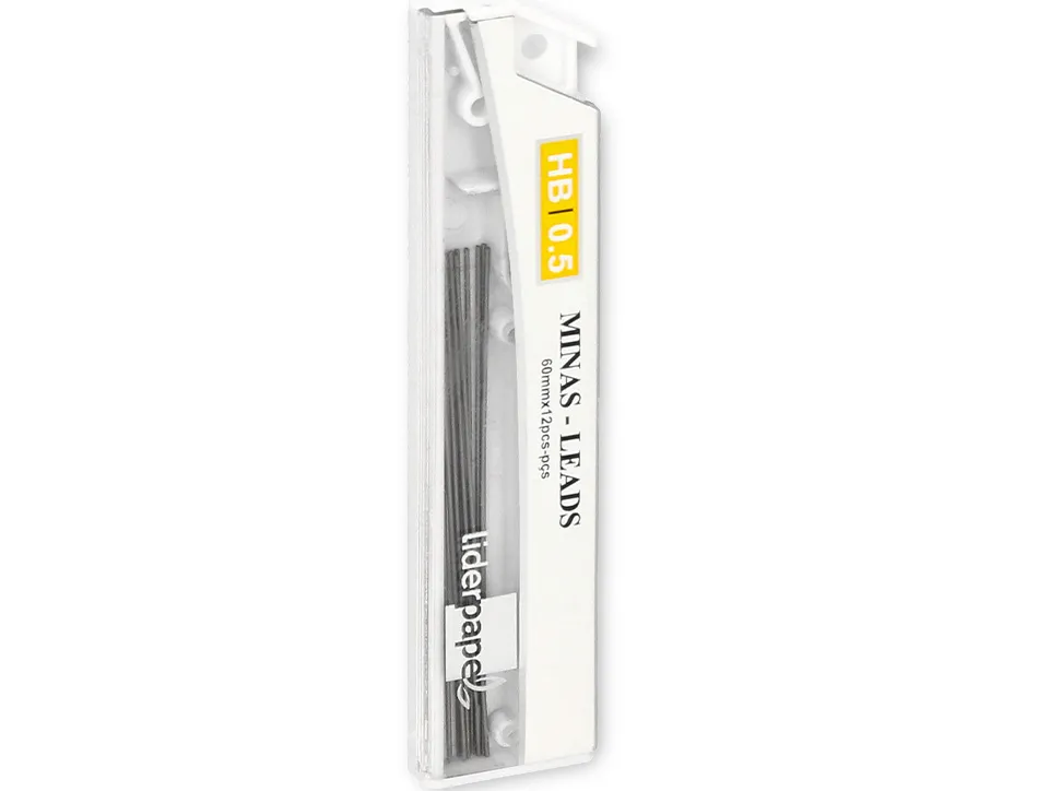 Mine liderpapel 0.5mm hb graphite très résistante tous portemines étui 12 unités