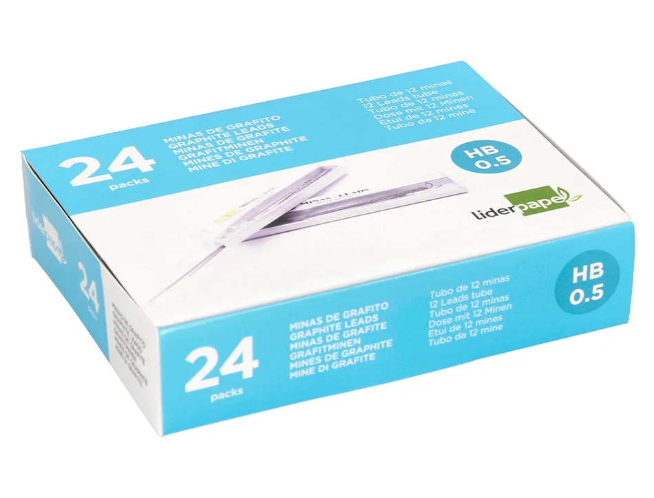 Mine liderpapel 0.5mm hb graphite très résistante tous portemines étui 12 unités