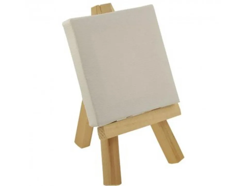 Mini chevalet bois avec toile 12x7 cm chassis 7x7 cm