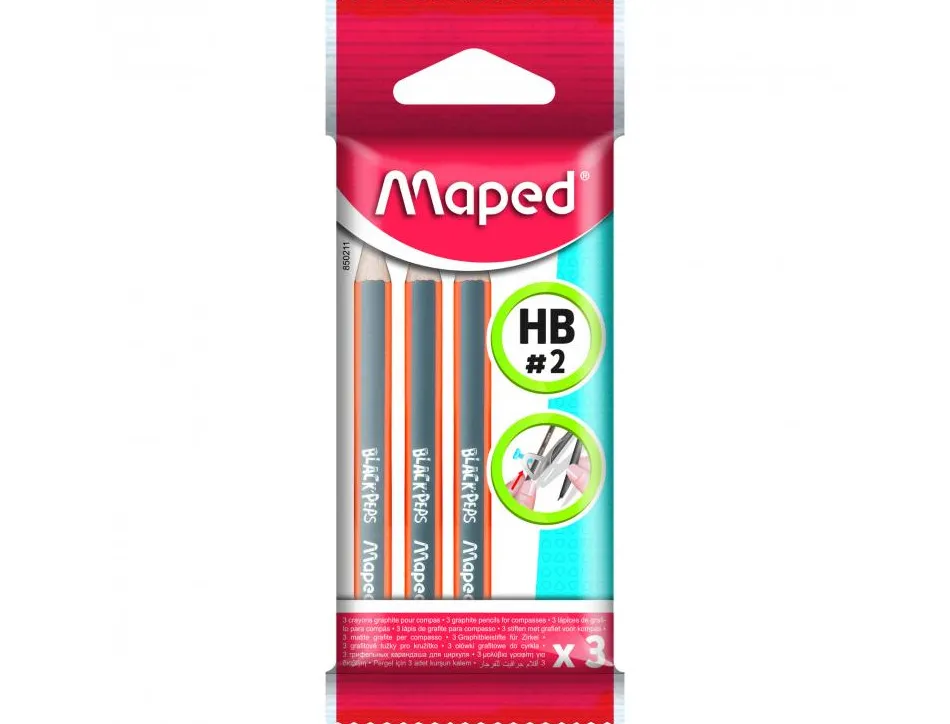 Mini crayon pour compas maped lot de 3 unites