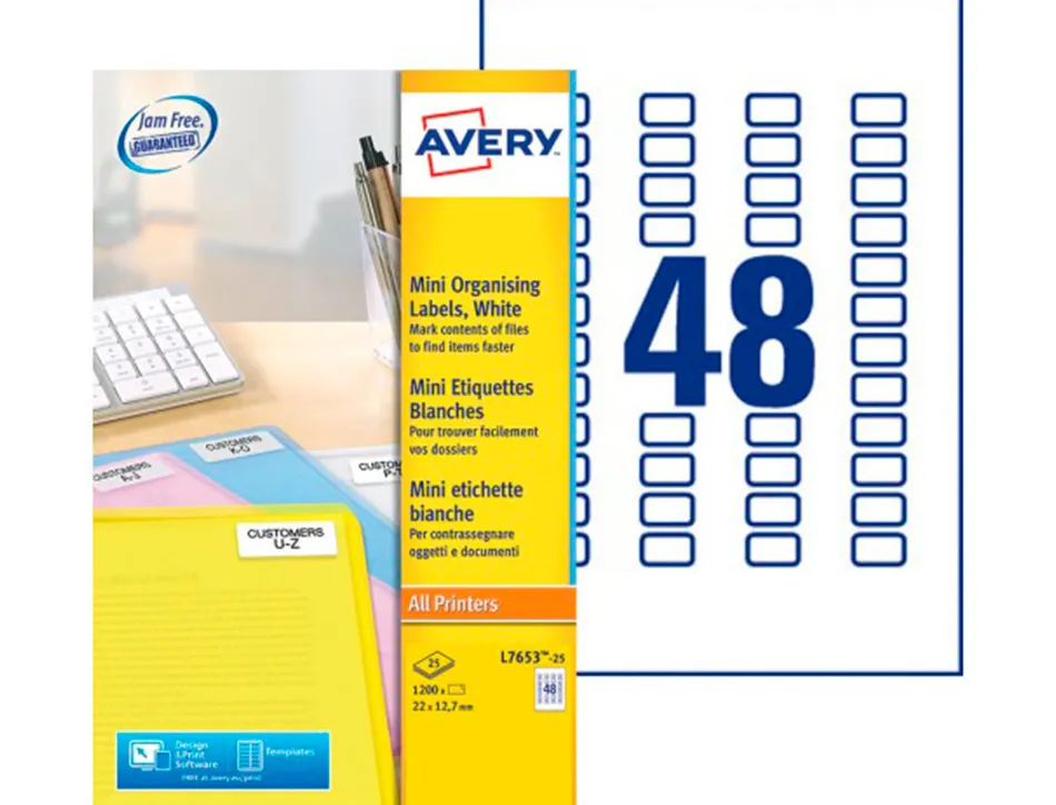 Mini etiquette avery ilc blanc 22 x 12,7 mm boite de 1200
