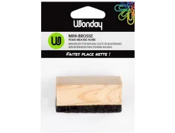 Mini-brosse wonday pour ardoise noir poignee bois & feutre 5,4x3,5x3 cm lot 3 unites