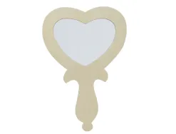 Miroir a main o'color bois a decorer forme coeur coloris naturel 11x16cm lot 10 unites