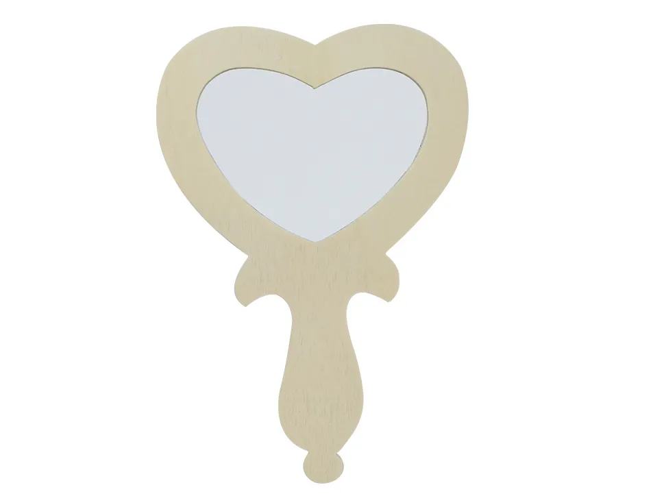 Miroir a main o'color bois a decorer forme coeur coloris naturel 11x16cm lot 10 unites