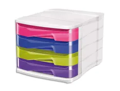 Module classement cep 4 tiroirs larges polystyrène antichoc 292x386x246mm 450f/tiroir multicolore métallisé